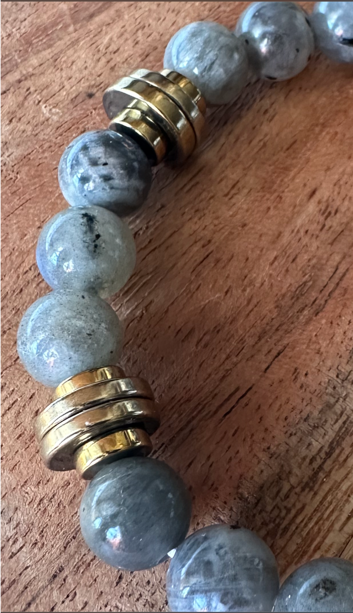 Natural Grey Labradorite/Heishi Hematite Bracelet